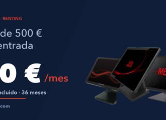Los tres packs de TPV BBB sobre fondo azul con la cuota de 60 € al mes